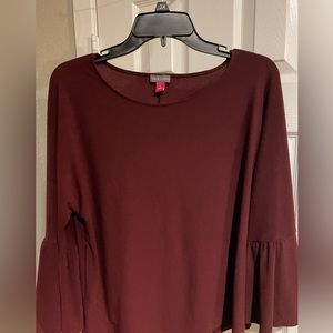 Vince Camuto bell sleeve burgundy top